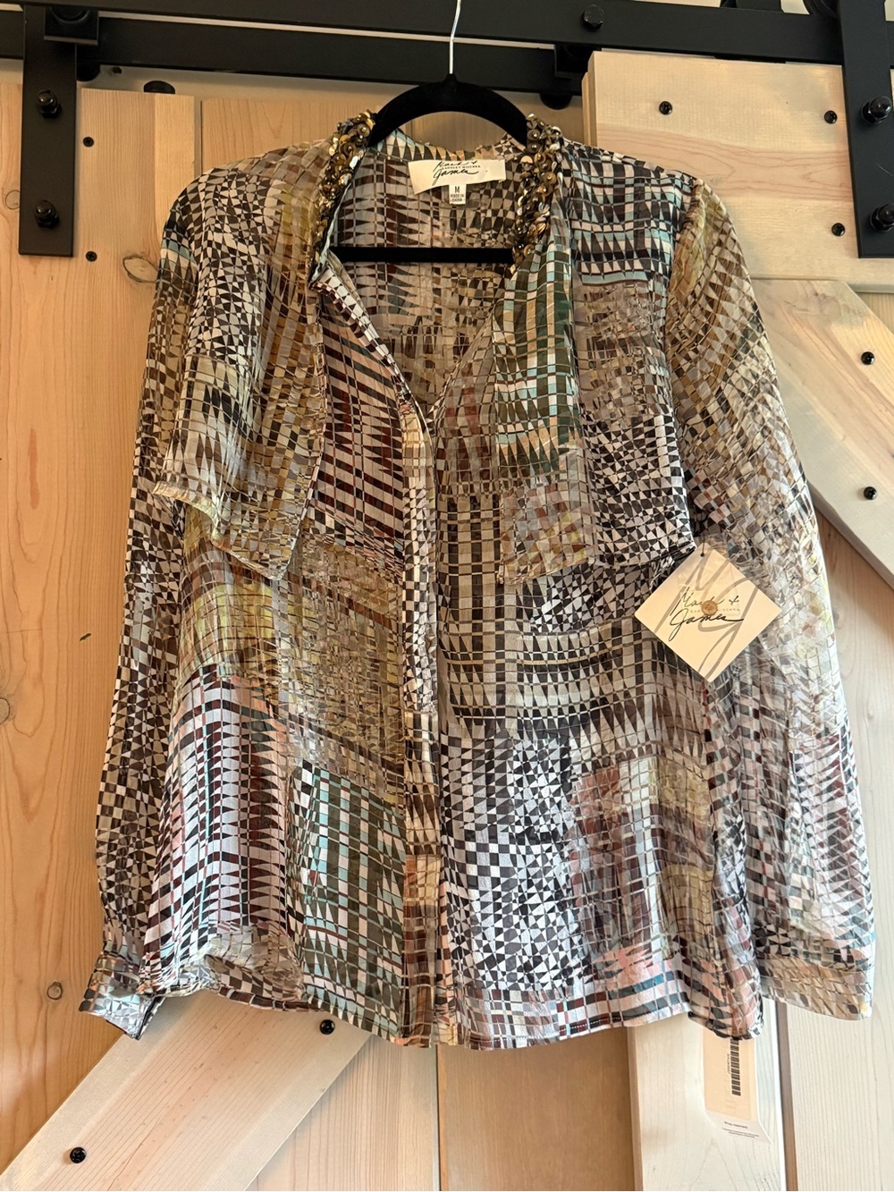 NWT Badgley Mischka Mark and James Cape Blouse MSRP $340
